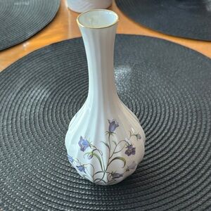 Spode White Vase with Blue Floral Design